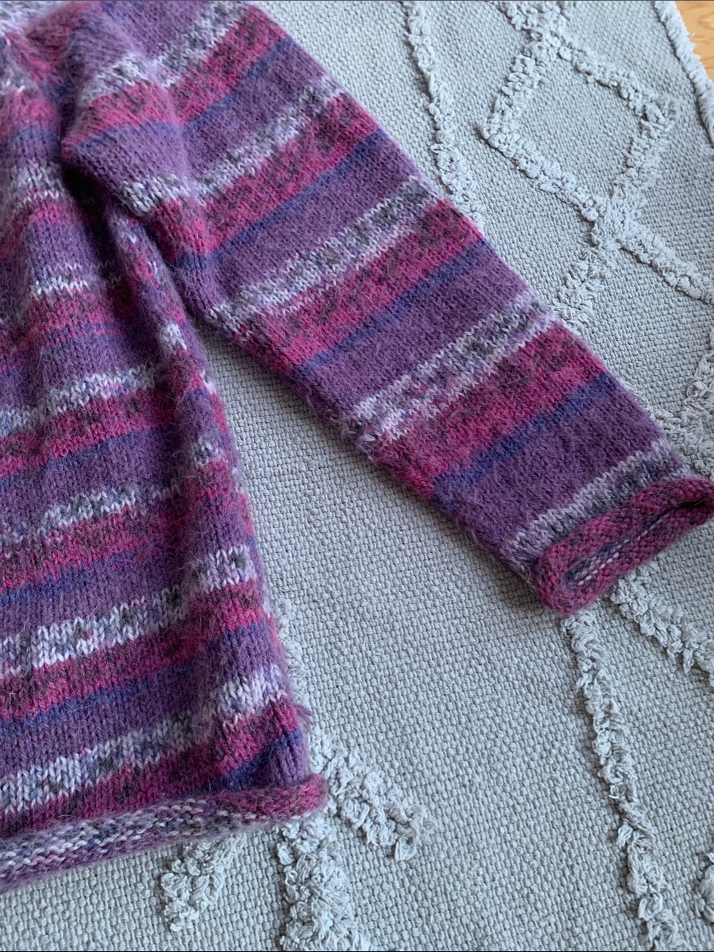 Women’s Striped Crewneck Sweater - Pink & Purple - Picture 6 of 6